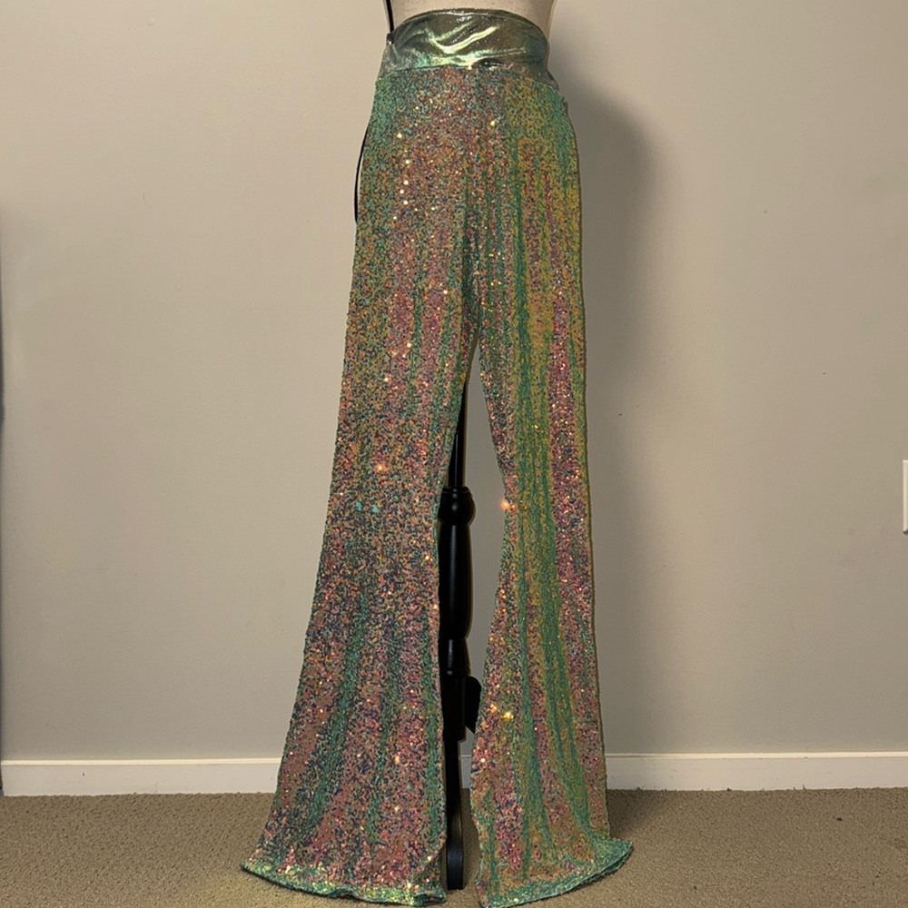 Rave Outfit Festival Fit Sequin Bell Bottoms